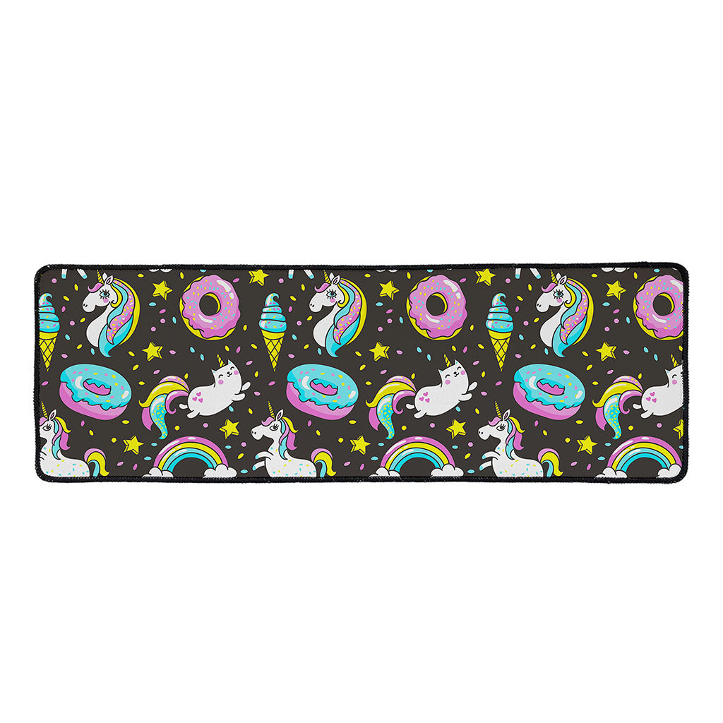 Girly Unicorn Donut Pattern Print Long Kitchen Mat