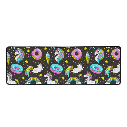 Girly Unicorn Donut Pattern Print Long Kitchen Mat