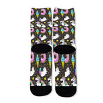 Girly Unicorn Donut Pattern Print Long Socks