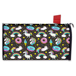 Girly Unicorn Donut Pattern Print Mailbox Cover