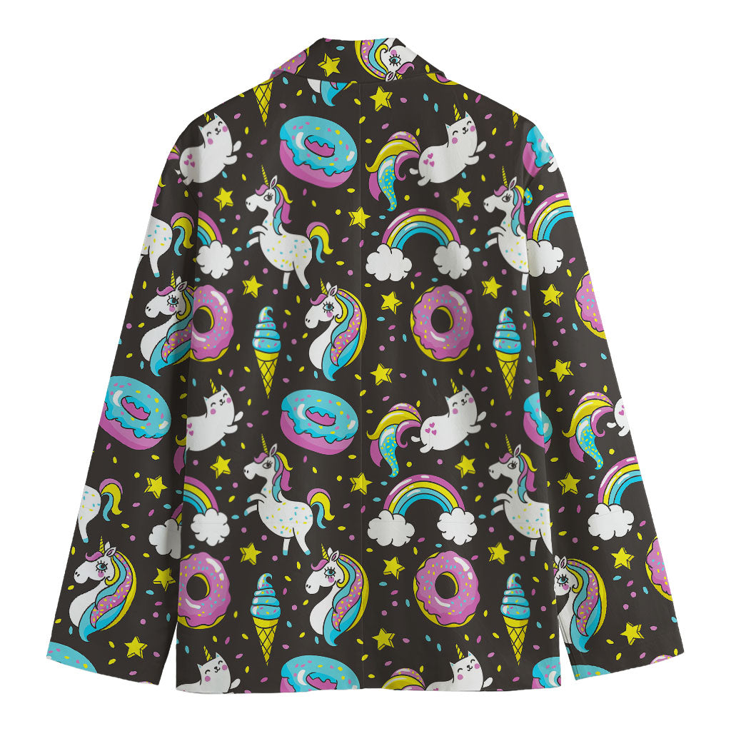 Girly Unicorn Donut Pattern Print Men's Blazer