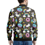 Girly Unicorn Donut Pattern Print Men's Bomber Jacket