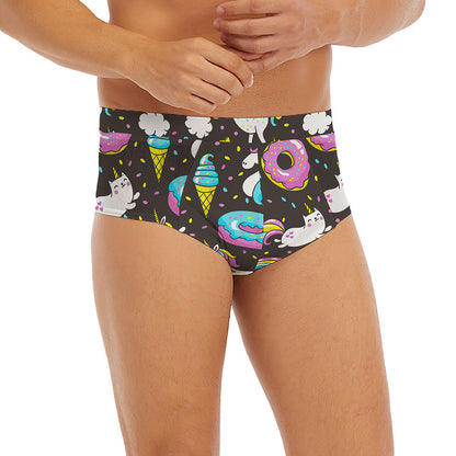 Girly Unicorn Donut Pattern Print Men's Briefs