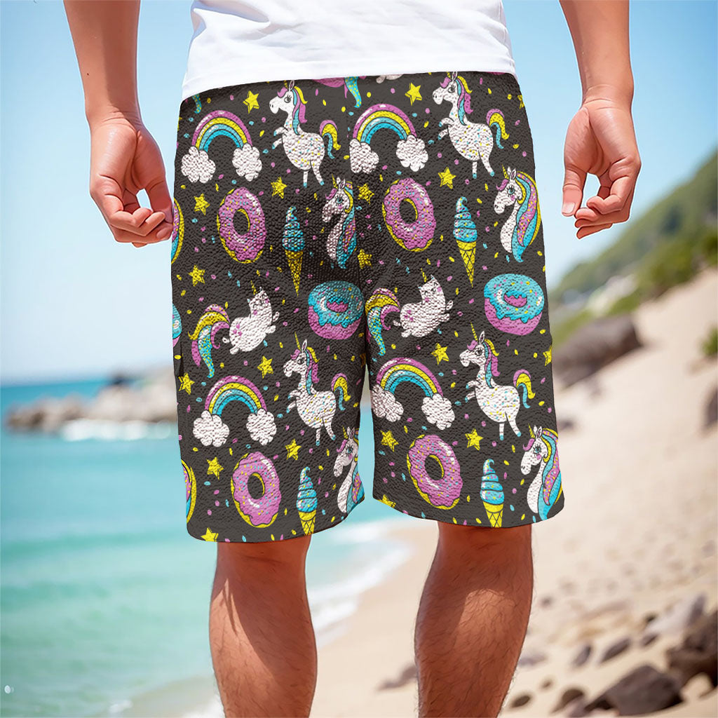 Girly Unicorn Donut Pattern Print Men's Cargo Shorts