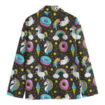 Girly Unicorn Donut Pattern Print Men's Cotton Blazer