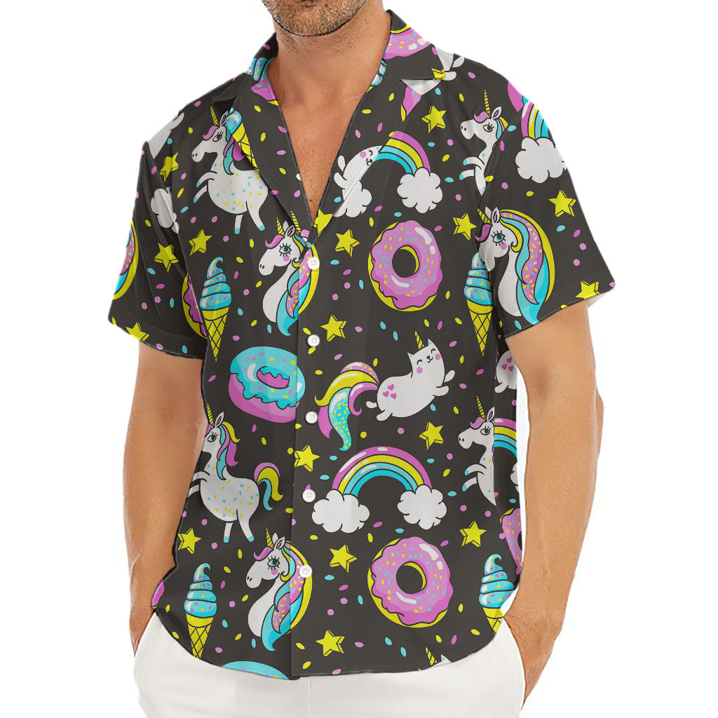 Girly Unicorn Donut Pattern Print Men's Deep V-Neck Shirt