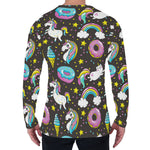Girly Unicorn Donut Pattern Print Men's Long Sleeve T-Shirt