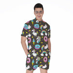 Girly Unicorn Donut Pattern Print Men's Rompers