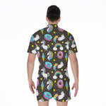 Girly Unicorn Donut Pattern Print Men's Rompers