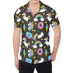 Girly Unicorn Donut Pattern Print Men's Shirt