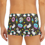 Girly Unicorn Donut Pattern Print Men's Short Boxer Briefs