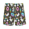 Girly Unicorn Donut Pattern Print Men's Sports Shorts