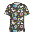 Girly Unicorn Donut Pattern Print Men's Athletic T-Shirt