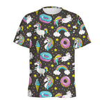 Girly Unicorn Donut Pattern Print Men's Sports T-Shirt