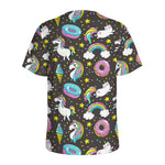 Girly Unicorn Donut Pattern Print Men's Sports T-Shirt