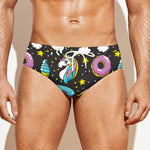 Girly Unicorn Donut Pattern Print Men's Swim Briefs