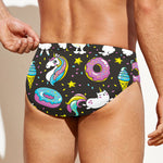 Girly Unicorn Donut Pattern Print Men's Swim Briefs