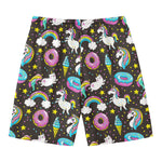 Girly Unicorn Donut Pattern Print Men's Swim Trunks