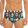 Girly Unicorn Donut Pattern Print Men's Triangle Swim Briefs