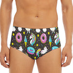 Girly Unicorn Donut Pattern Print Men's Triangle Swim Briefs