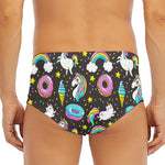 Girly Unicorn Donut Pattern Print Men's Triangle Swim Briefs