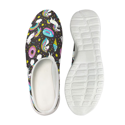 Girly Unicorn Donut Pattern Print Mesh Casual Shoes