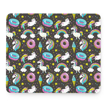 Girly Unicorn Donut Pattern Print Mouse Pad