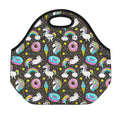 Girly Unicorn Donut Pattern Print Neoprene Lunch Bag