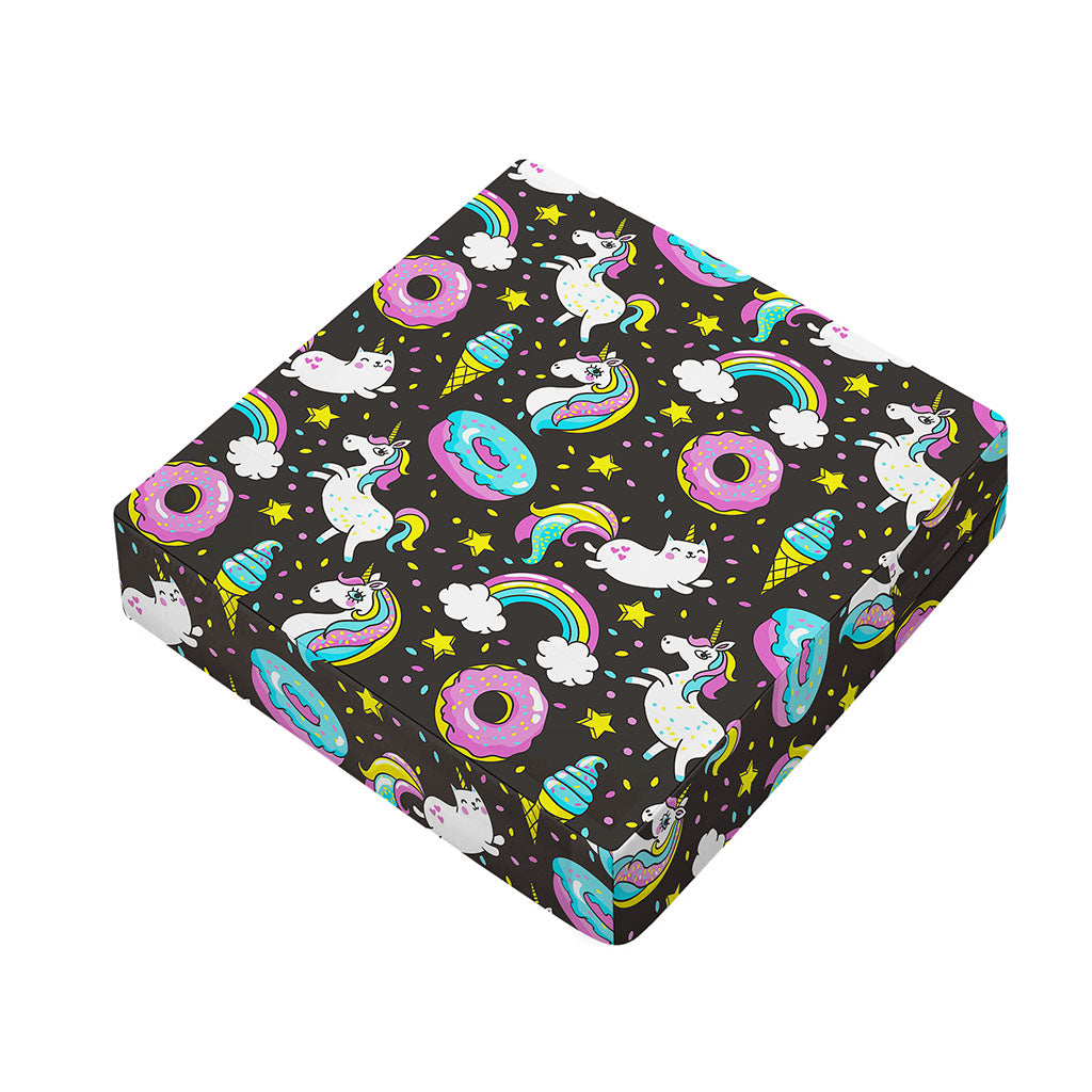 Girly Unicorn Donut Pattern Print Outdoor Seat Cushion Cover