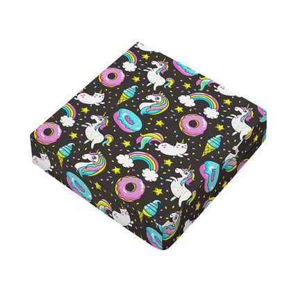 Girly Unicorn Donut Pattern Print Outdoor Seat Cushion Cover