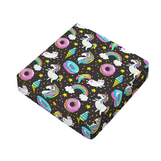 Girly Unicorn Donut Pattern Print Outdoor Seat Cushion Cover