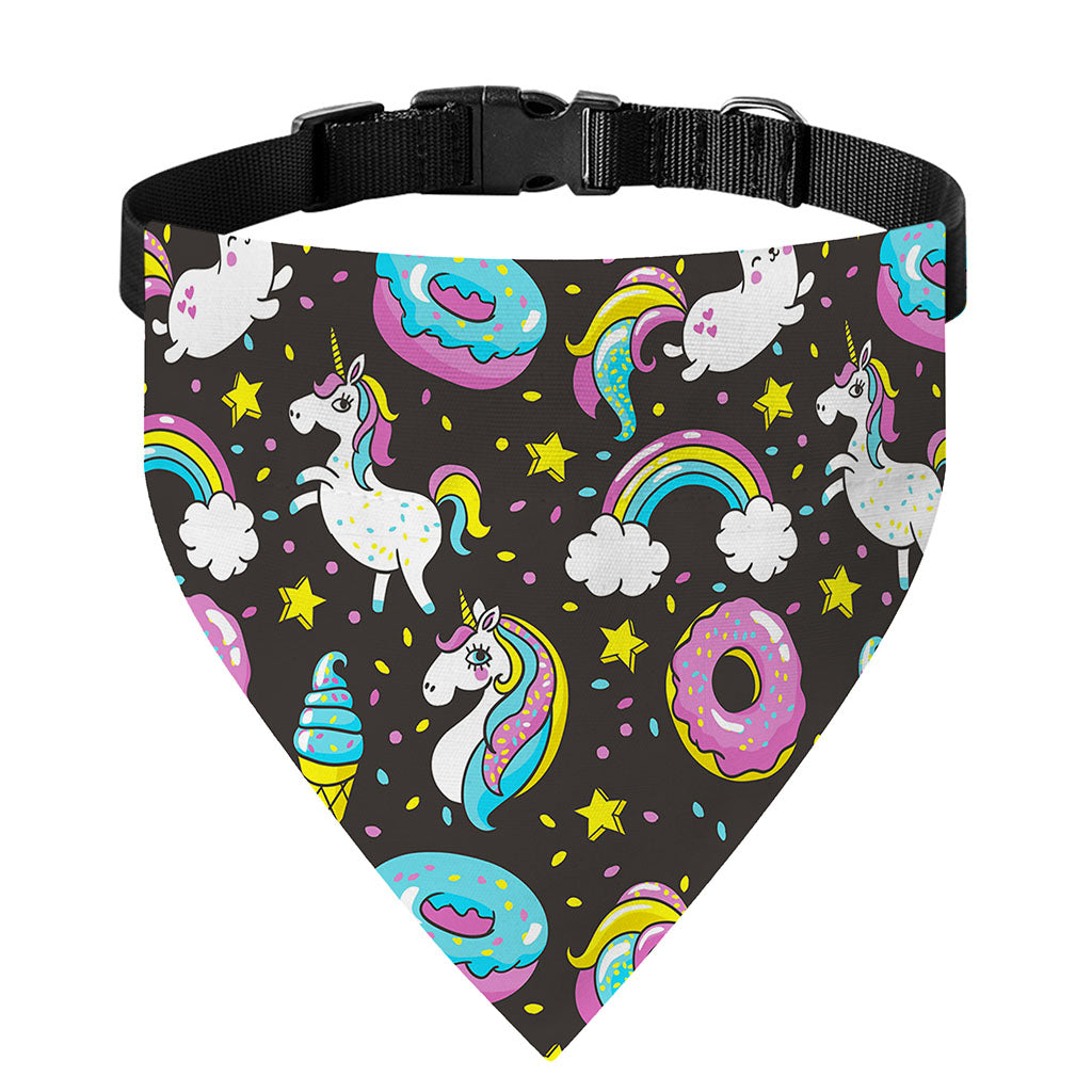 Girly Unicorn Donut Pattern Print Over The Collar Dog Bandana