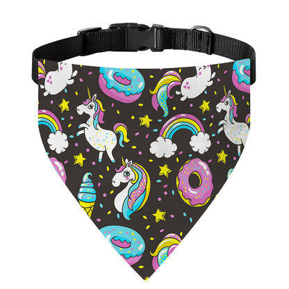 Girly Unicorn Donut Pattern Print Over The Collar Dog Bandana