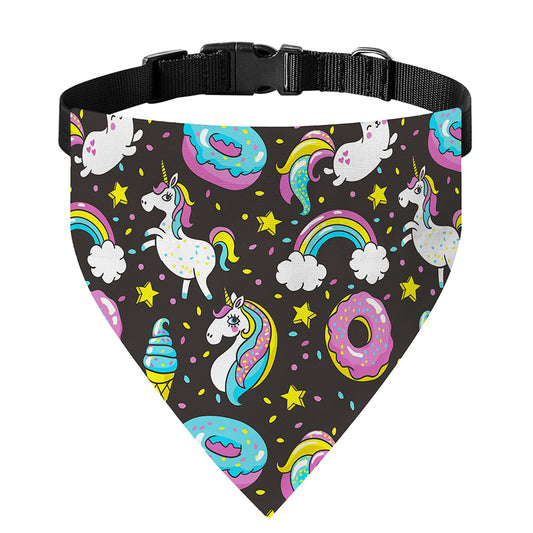 Girly Unicorn Donut Pattern Print Over The Collar Dog Bandana