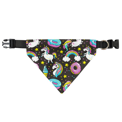 Girly Unicorn Donut Pattern Print Over The Collar Dog Bandana