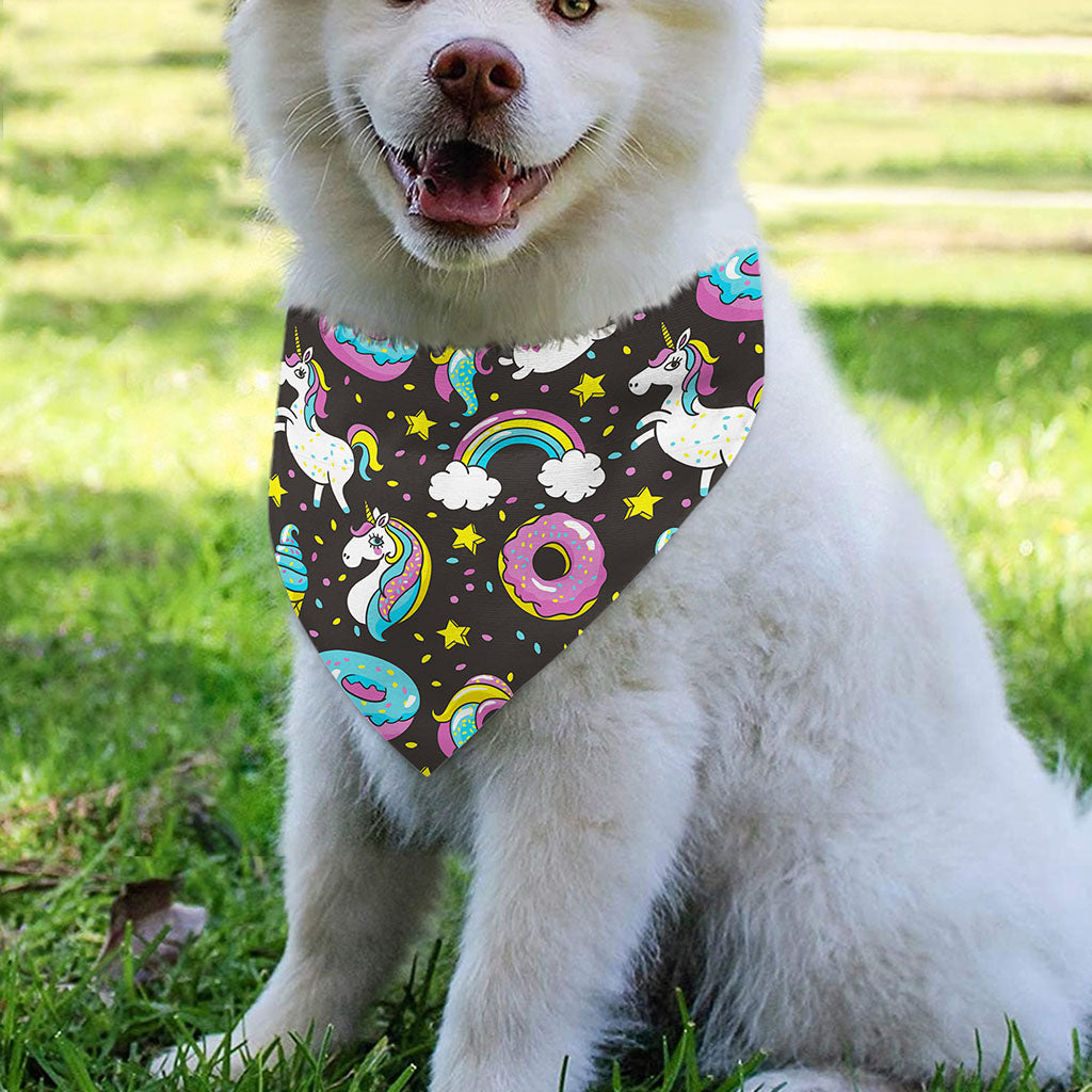 Girly Unicorn Donut Pattern Print Over The Collar Dog Bandana