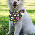 Girly Unicorn Donut Pattern Print Over The Collar Dog Bandana