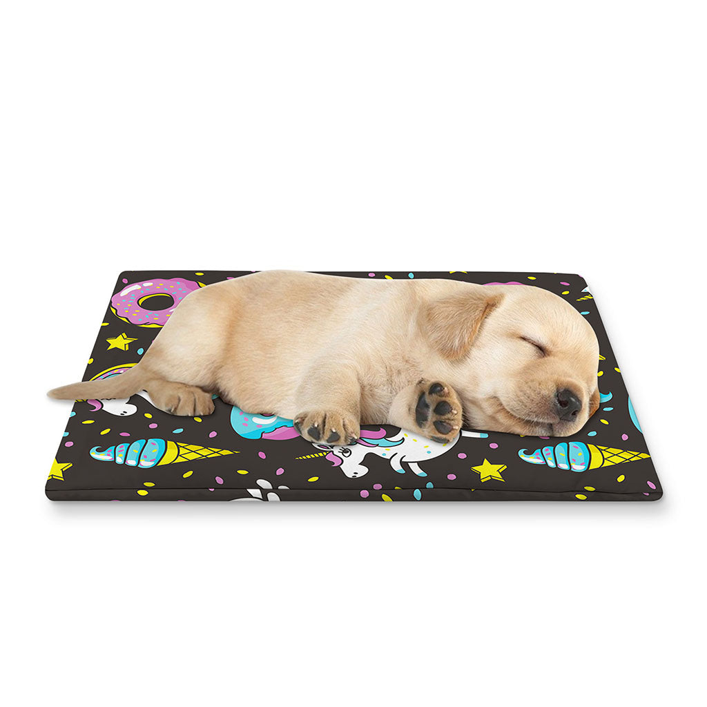 Girly Unicorn Donut Pattern Print Pet Cooling Mat Cover