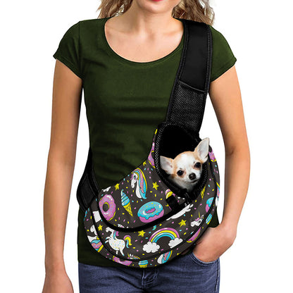 Girly Unicorn Donut Pattern Print Pet Sling Carrier