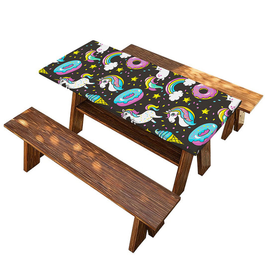 Girly Unicorn Donut Pattern Print Picnic Table Cover