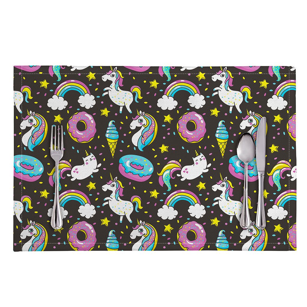 Girly Unicorn Donut Pattern Print Placemat