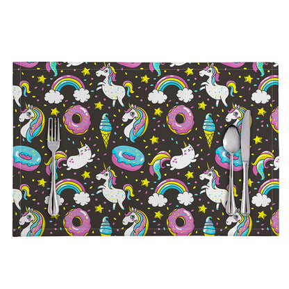 Girly Unicorn Donut Pattern Print Placemat