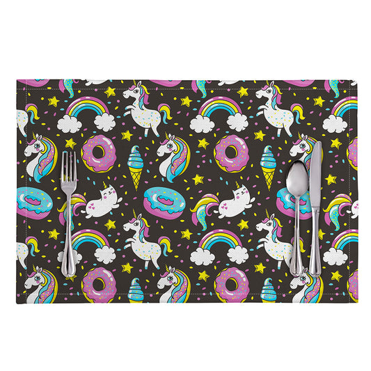 Girly Unicorn Donut Pattern Print Placemat