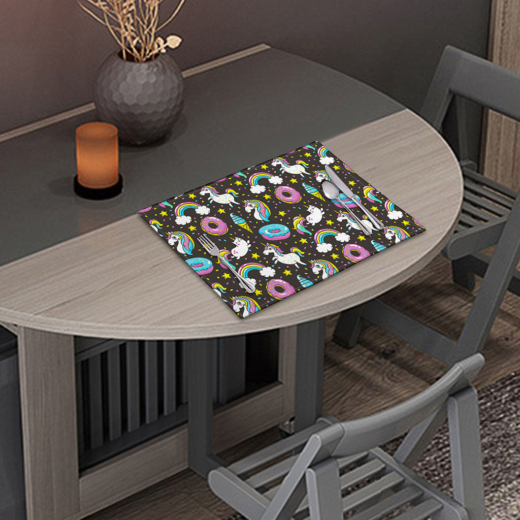 Girly Unicorn Donut Pattern Print Placemat