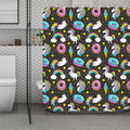Girly Unicorn Donut Pattern Print Polyester Shower Curtain