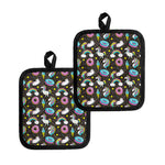 Girly Unicorn Donut Pattern Print Pot Holders