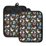 Girly Unicorn Donut Pattern Print Pot Holders With Pocket