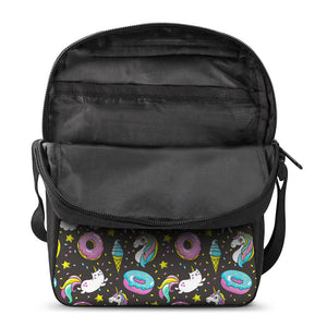 Girly Unicorn Donut Pattern Print Rectangular Crossbody Bag