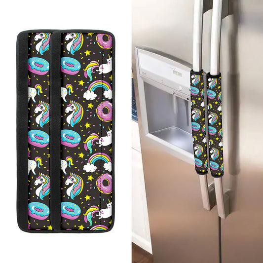 Girly Unicorn Donut Pattern Print Refrigerator Handle Covers