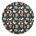 Girly Unicorn Donut Pattern Print Round Blanket